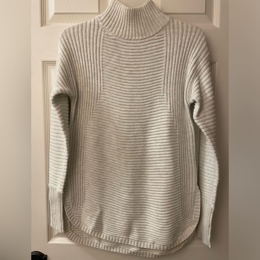DAKINI Cotton Ribbed Funnel Neck Turtleneck Sweater Thumb Holes NWT